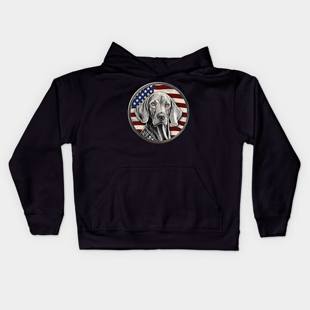 Weimaraner 4th of July Kids Hoodie by NatashaCuteShop